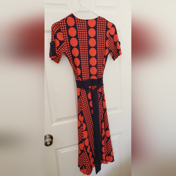 Red and Navy Vintage Wrap A-line Dress size small - Picture 2 of 4